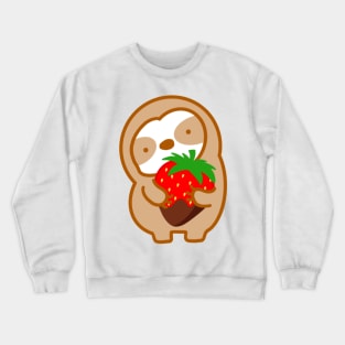 Cute Strawberry Fondue Sloth Crewneck Sweatshirt